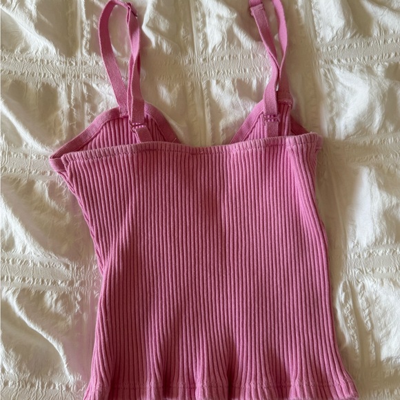 Pink Ribbed Tank Top – Basic Fitted Cami - Picture 2 of 3